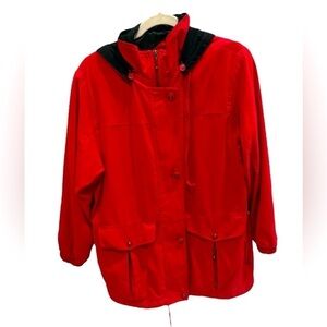 PRESTON & YORK SPORT WOMEN'S RED SOFT CASUAL BARN ZIP & BUTTONS POCKETS JACKET